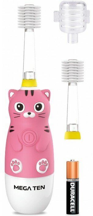 Электрическая детская звуковая зубная щетка котенок В наборе MEGA TEN megaten KIDS SONIC - фотография № 13