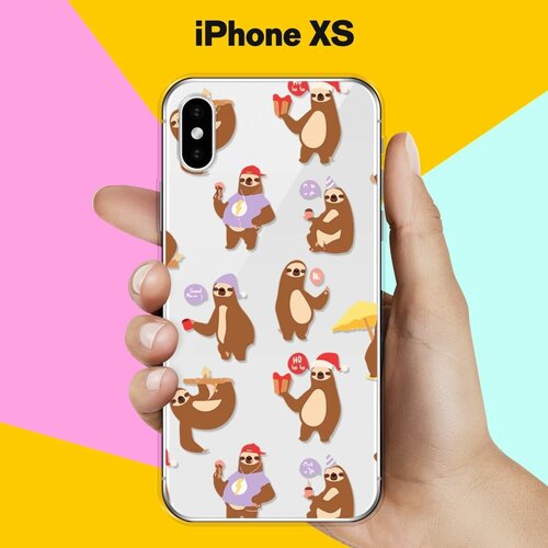 Силиконовый чехол Узор из ленивцев на Apple iPhone Xs силиконовый чехол узор из авокадо на apple iphone xs