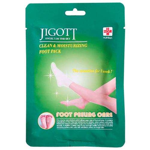 Jigott Отшелушивающие пилинг-носочки Clean and Moisturizing Foot Pack, 15мл*2шт