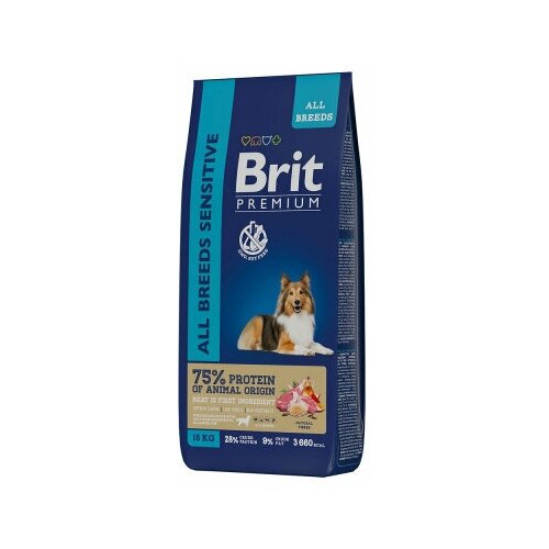 Brit Premium Dog Sensitive 15кг х 2шт ягненок и индейка чувств. пищев. сух. д/соб. всех пород