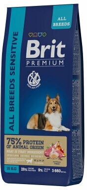 Brit Premium Dog Sensitive 15кг х 2шт ягненок и индейка чувств. пищев. сух. д/соб. всех пород