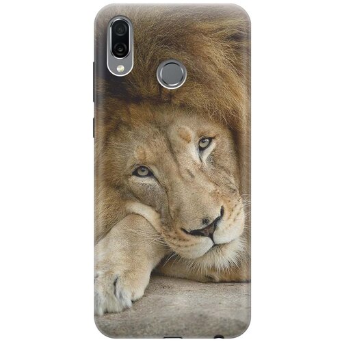 фото Cиликоновый чехол на honor play / хонор плей с принтом "спокойный лев" gosso