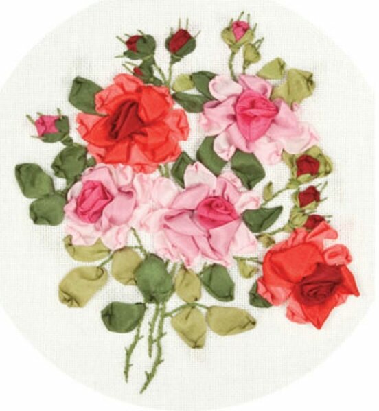 Набор для вышивания лентами PANNA Красота роз, 18*21см