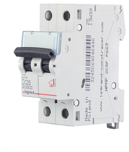 Автоматический выключатель Legrand TX3 2P 25А (C) 6kA, 404044