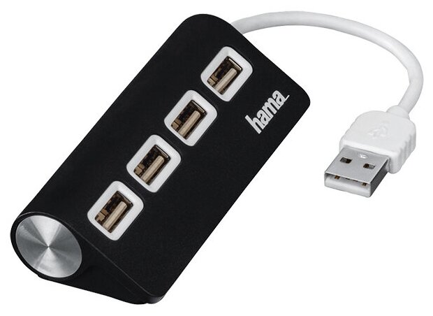 Разветвитель USB 2.0 Hama 00012177 TopSide 4 порта черный