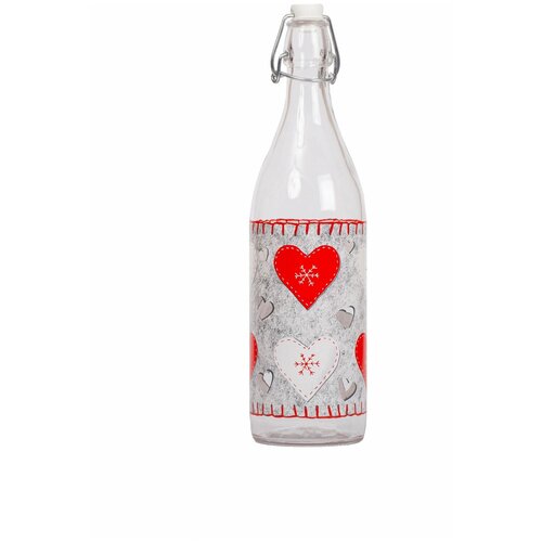 фото Бутылка cerve "войлочные сердечки" с бугельной крышкой 1000 мл