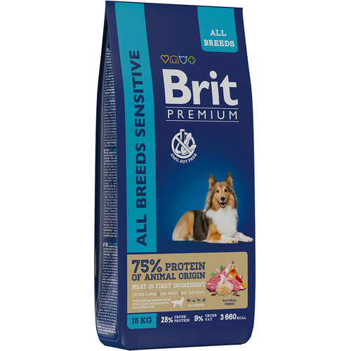 Сухой корм BRIT PREMIUM DOG ADULT SENSITIVE для взрослых собак всех пород с чувствительным пищеварением с ягненком и рисом (1 кг)