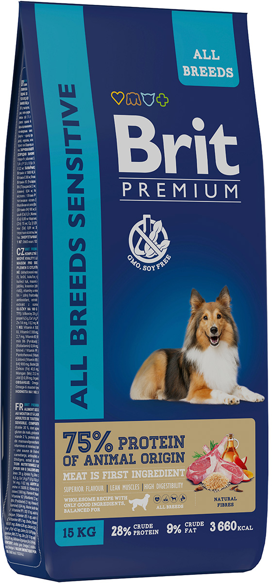 Сухой корм BRIT PREMIUM DOG ADULT SENSITIVE для взрослых собак всех пород с чувствительным пищеварением с ягненком и рисом (3 кг)