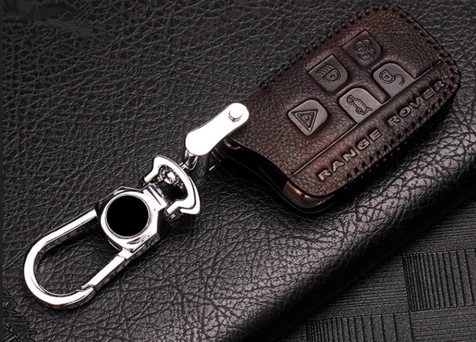 фото Защитный стильный элегантный чехол MyPads из натуральной кожи ключница для автомобильного смарт ключа брелок с логотипом Ленд Рендж Ровер Land Ro.