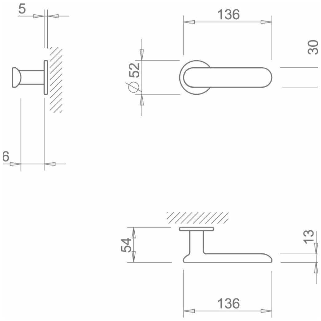 Ручка Tupai 4006 5S-03 хром R ф/з