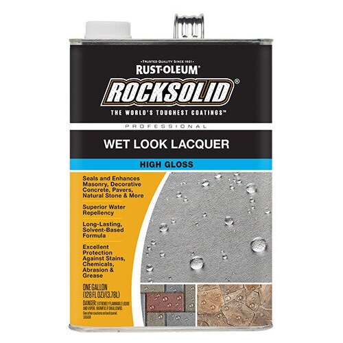 Лак для камня и бетона с эффектом мокрого камня ROCKSOLID HIGH GLOSS WET LOOK LACQUER Прозрачный высокоглянцевый 3,78 л