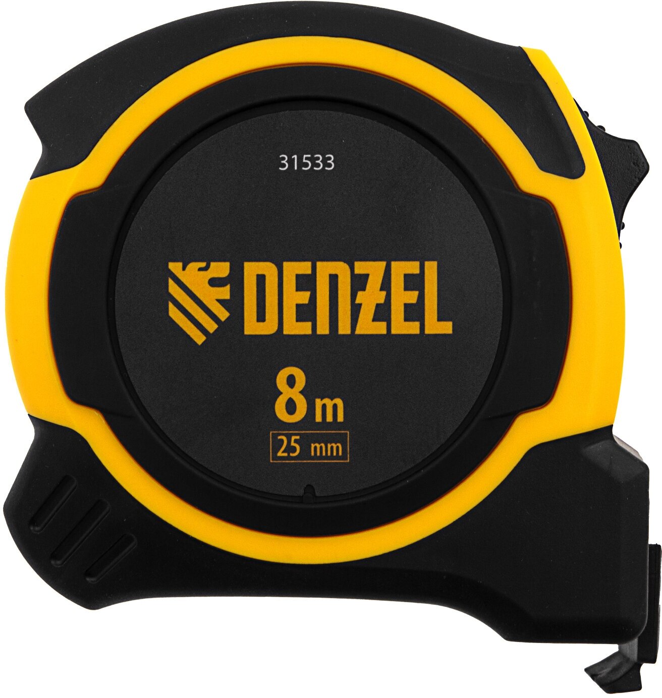 Рулетка Denzel 31533, 8м х 25мм, двухкомп. корпус, магнитный обрезиненный зацеп - фото №9