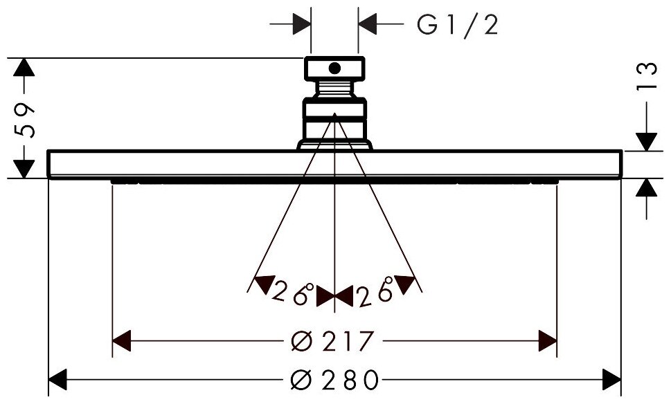 Верхний душ Hansgrohe Croma 280 Air 1jet 26220000 - фотография № 6