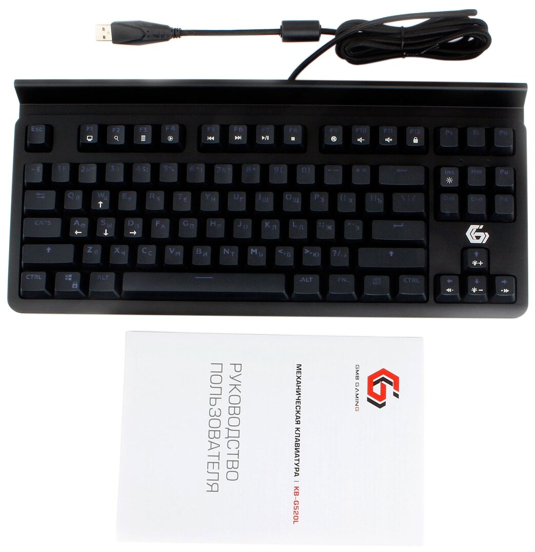 Клавиатура Gembird USB, чёрн, 87 кл., Rainbow, 10 реж., 1,8м, подставка д/планшета - фото №13