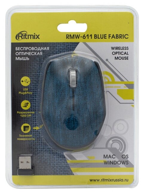 Мышь беспроводная RITMIX RMW-611 синий