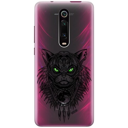 фото Ультратонкий силиконовый чехол-накладка transparent для xiaomi mi 9t / mi 9t pro / k20 / k20 pro с 3d принтом "shaman cat" gosso
