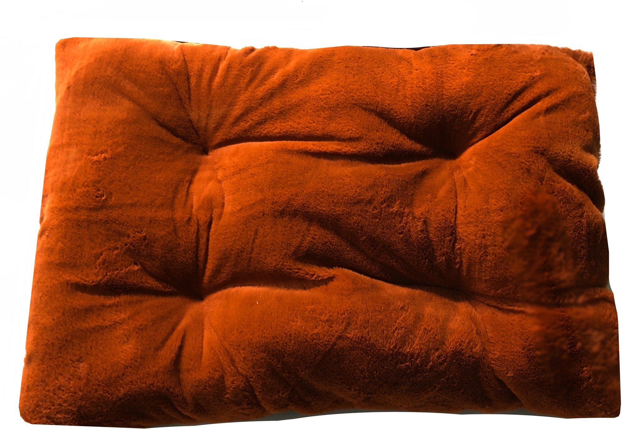 Мягкая лежанка-подушка для собак прямоугольной формы Клампи Мех M темно-коричневая для сна и отдыха, искусственный мех, синтепон, спанбонд, размеры 70х50 см, РТ-00023тем. корич.