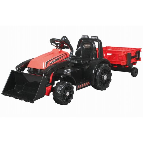 Детский электромобиль трактор с прицепом и ковшом красный детский электромобиль трактор погрузчик с прицепом hl395 красный