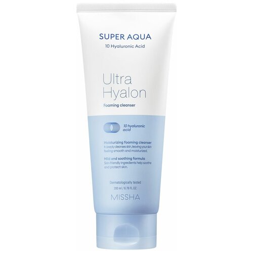 Увлажняющая пенка с гиалуроновой кислотой Missha Super Aqua Ultra Hyalron Cleansing Foaming 200 мл.