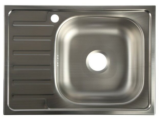 Мойка кухонная "Владикс", врезная, с сифоном, 66х48 см, правая, нержавеющая сталь 0.6 мм