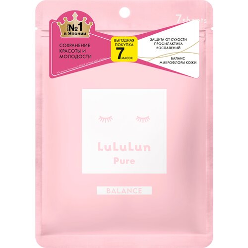 LuLuLun Набор из 7 масок для лица Увлажнение и Баланс кожи Face Mask Pure Balance Pink