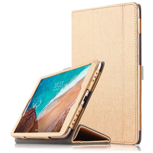 фото Чехол-футляр-книжка mypads для xiaomi mi pad 4 plus с трансформацией в мульти-подставку водоотталкивающий золотой