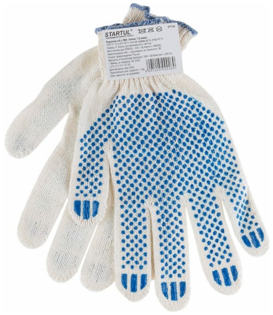 фото Перчатки х/б с ПВХ "Точка", 7,5класс STARTUL (ST7191)