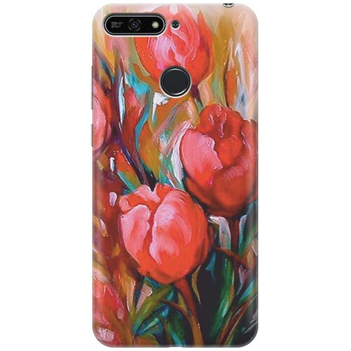 фото Gosso ультратонкий силиконовый чехол-накладка для huawei y6 prime (2018) / honor 7c / honor 7a pro с принтом "тюльпаны"