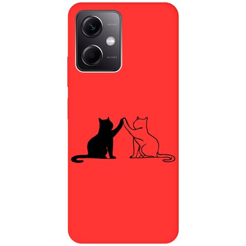 Силиконовый чехол на Xiaomi Redmi Note 12, Сяоми Редми Ноут 12 Silky Touch Premium с принтом Cats красный