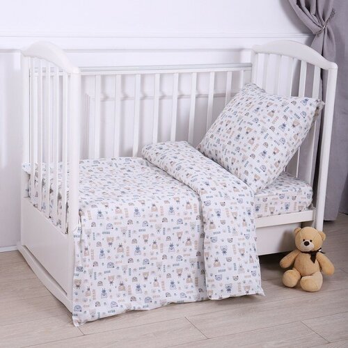 Постельное бельё BABY Мишки полосатые 112х147см, 110х150см, 60х60см, бязь 120г/м, , хлопок 100%