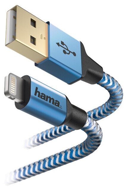 Кабель Hama 00178300 USB (m)-Lightning (m) 1.5м синий