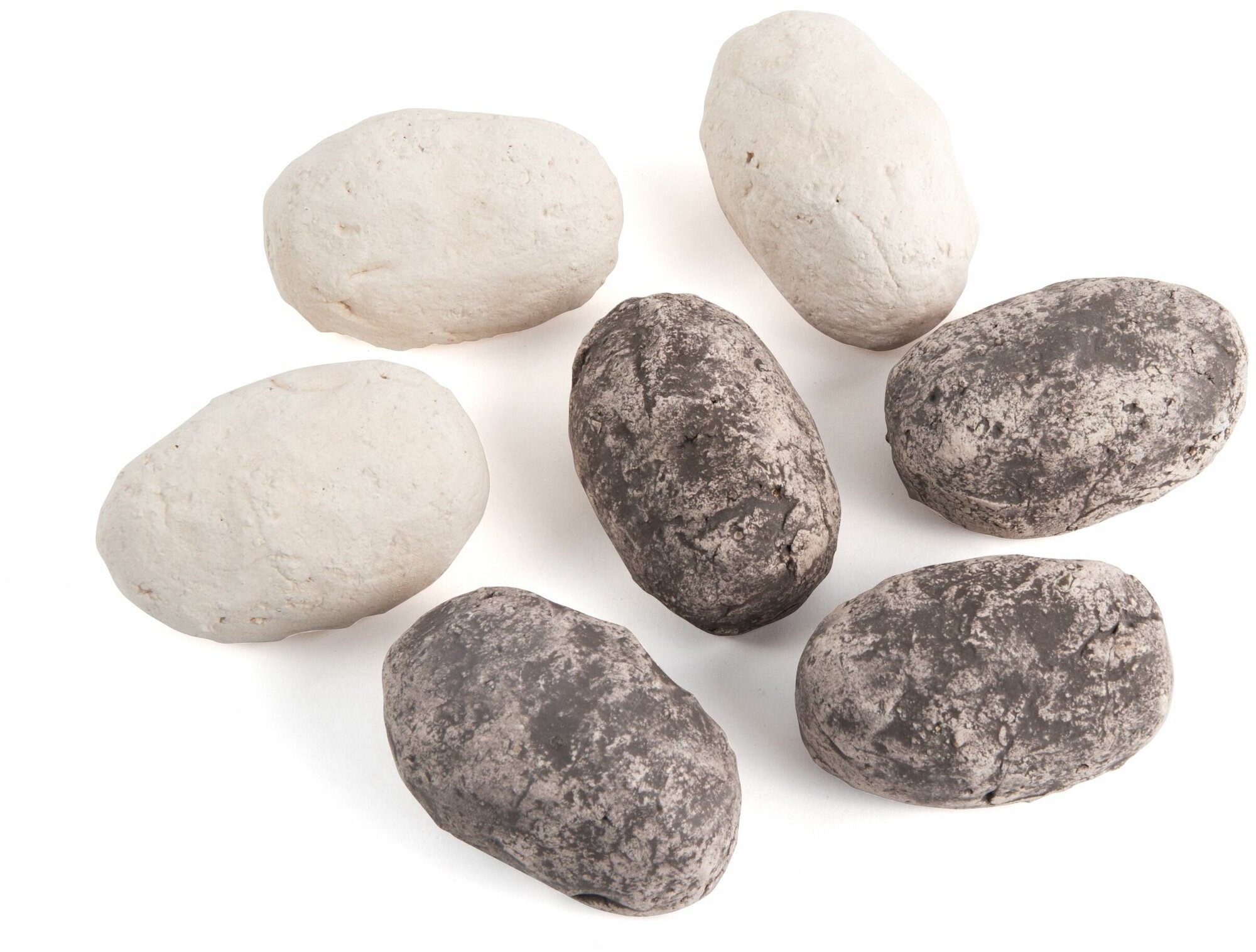 Набор Bioteplo из 7 смешанных серых и бежевых камней для биокаминов - фотография № 1