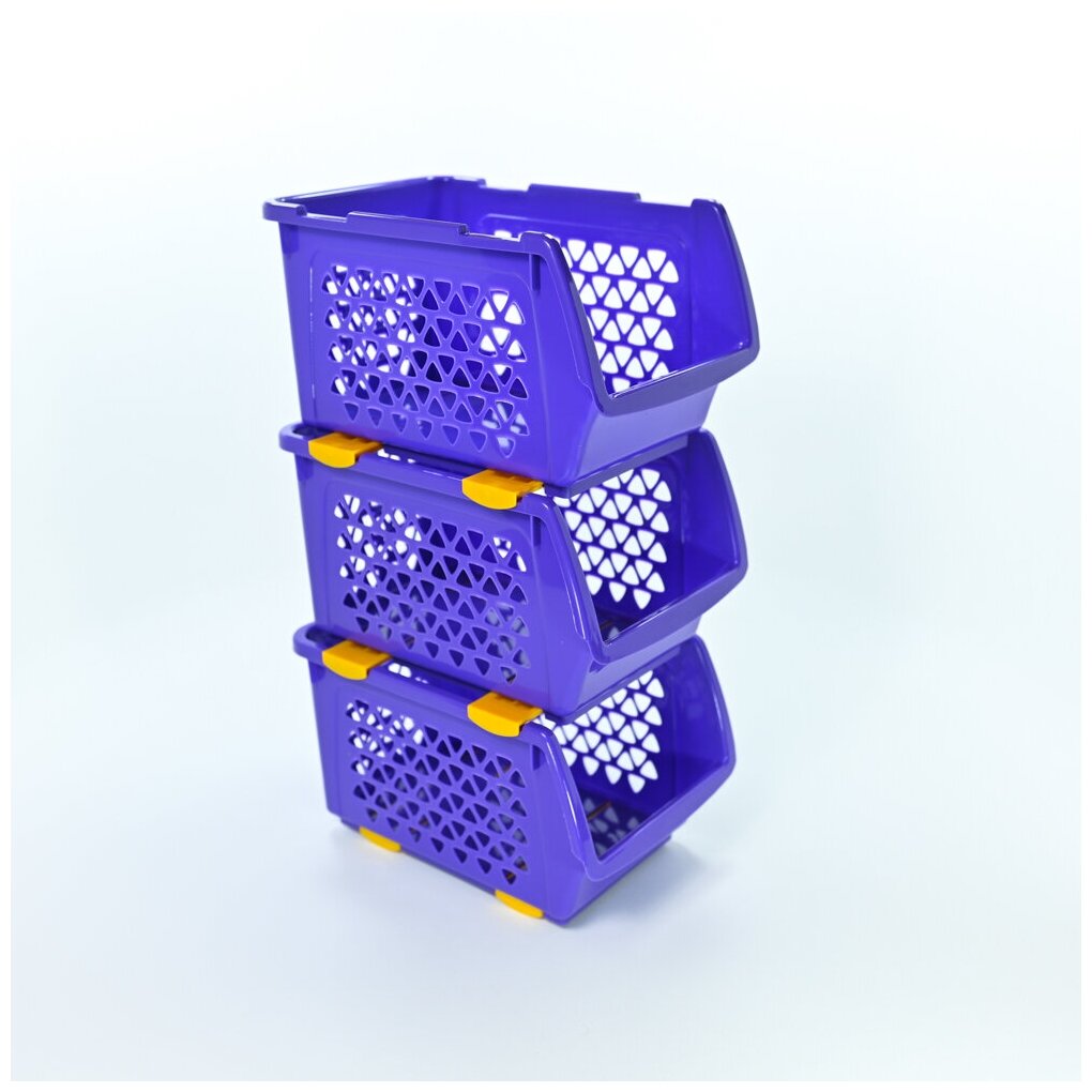 Корзины для хранения, набор 3 шт. по 4,5 л. (цвет фиолетовый) - фотография № 6