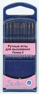 Иглы для вышивания с острым кончиком в пластиковом контейнере №8, 16шт, Hemline, 280G.8