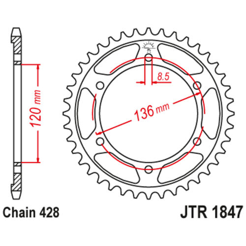 Звезда JT ведомая JTR1847.55 55 зубьев