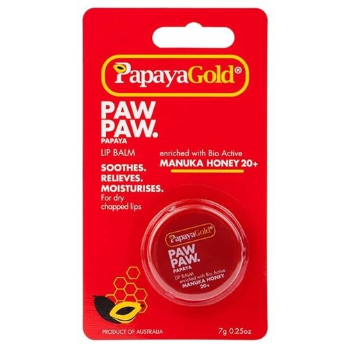 Papaya Gold Бальзам для губ с Медом манука, бесцветный papaya gold увлажняющий бальзам для кожи с медом манука 100 мл papaya gold