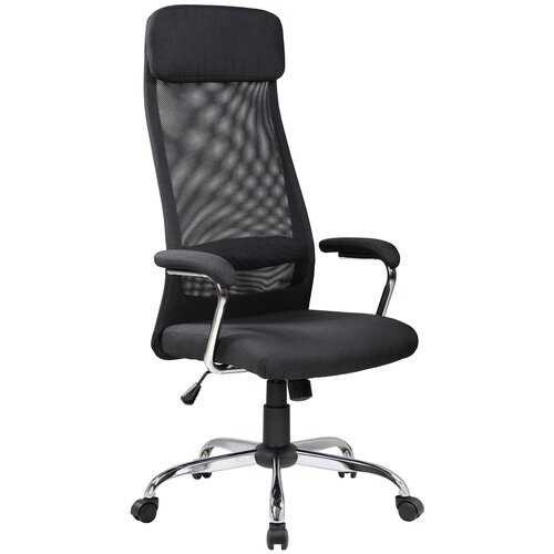фото Офисное кресло рива чейр rch 8206 hx, обивка: текстиль, цвет: сиденье ткань черная/спинка сетка черная