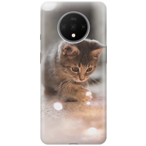 фото Gosso ультратонкий силиконовый чехол-накладка для oneplus 7t с принтом "котенок и свет"