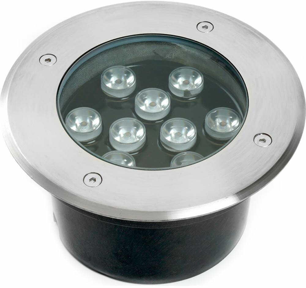 FERON Светодиодный светильник тротуарный (грунтовый) SP2803 9LED, 4000К ,10W, AC12V D160xH90mm, вн. диаметр:110mm, IP67, 48347