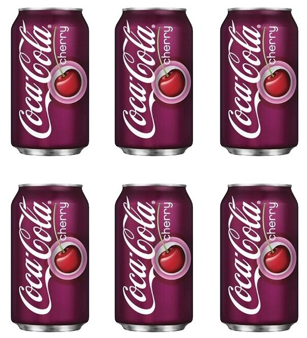 Газированный напиток Coca-Cola Cherry со вкусом вишни (США), 355 мл (6 шт)