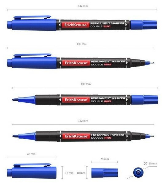 Маркер перманентный двухсторонний ErichKrause "Double P-80", синий 48184 5429985