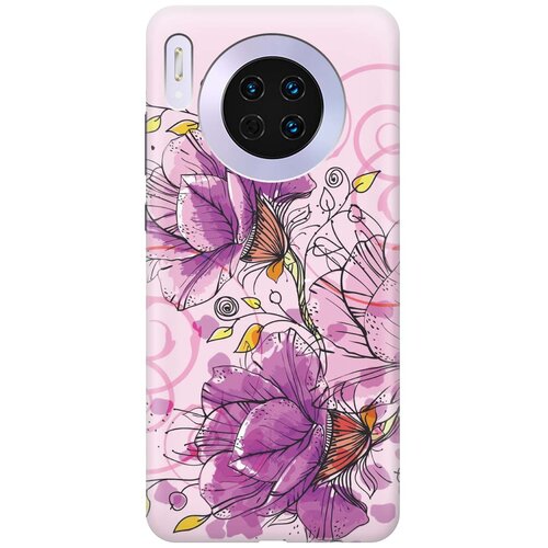 фото Re:paчехол - накладка artcolor для huawei mate 30 с принтом "розовые цвета"
