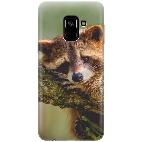 фото Cиликоновый чехол на samsung galaxy a8 (2018) / самсунг а8 2018 с принтом "задумчивый енот" gosso