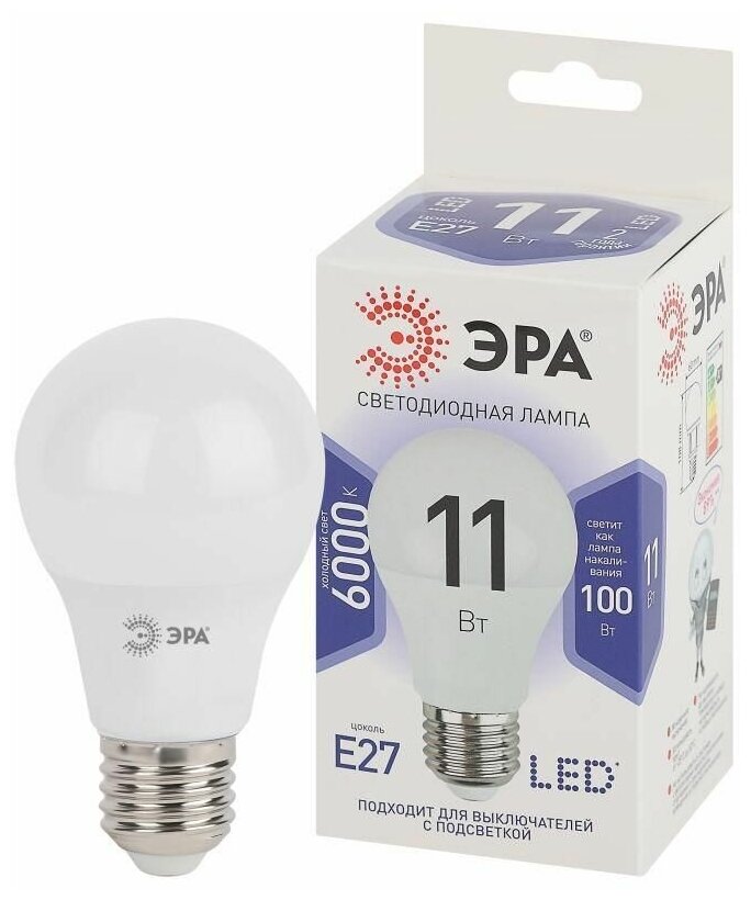 Светодиодная лампа ЭРА LED A60-11W-860-E27 Б0031394