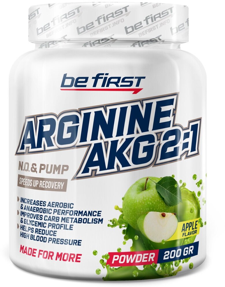 AAKG Be First Arginine AKG 2:1 (AAKG) powder (аргинин альфа-кетоглутарат) 200 г, Яблоко