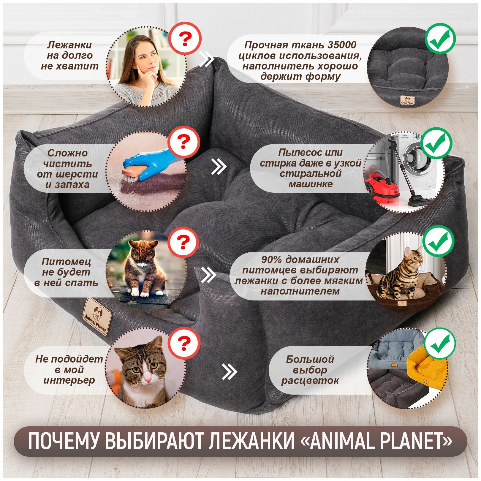 Лежанка для собак, для кошек, для животных ANIMAL PLANET 55х45х15 - фотография № 7