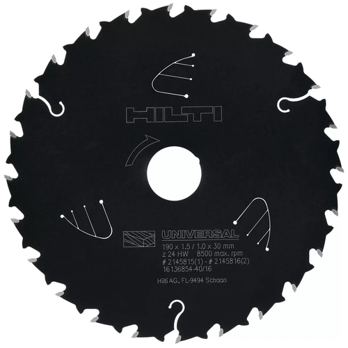 Диск для циркулярной пилы SCB WU 190x30 z24A HILTI