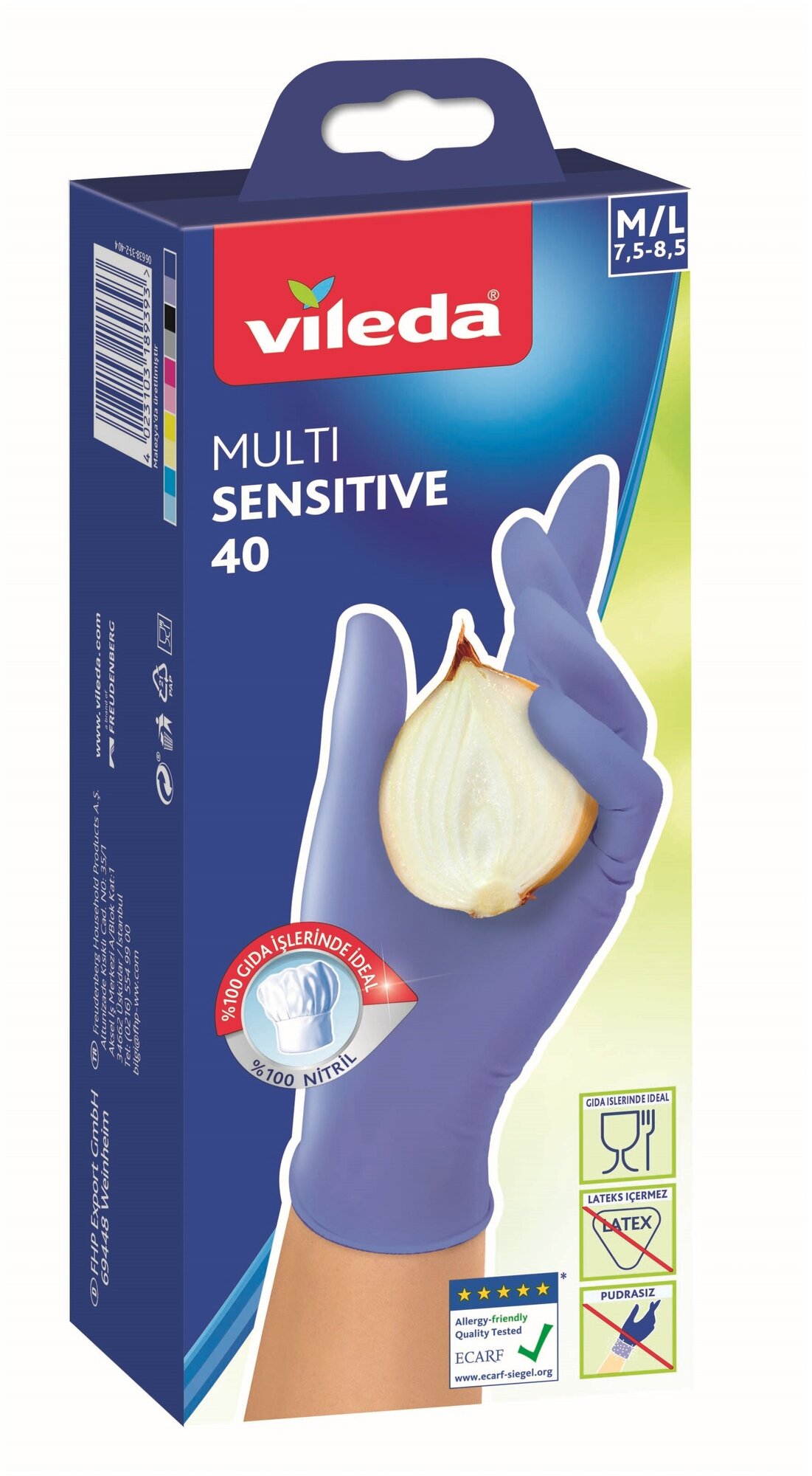 Перчатки Vileda Multi Sensitive нитриловые 40 шт., размер M/L