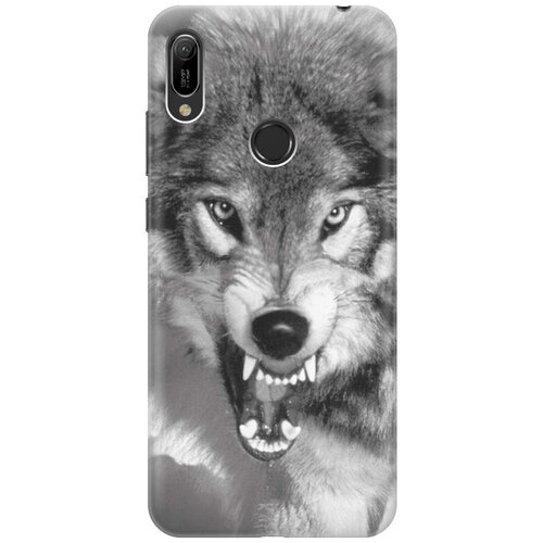 фото Ультратонкий силиконовый чехол-накладка для huawei y6 (2019) / honor 8a с принтом "волчий оскал" gosso