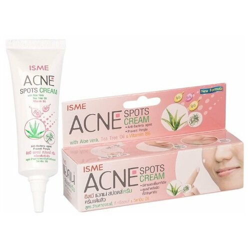 ISME крем для проблемной кожи Acne Spots Cream с алоэ вера, маслом чайного дерева и витамином В6, 10 мл